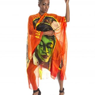 The Burmese Sunset Kaftan by Disorder is a unique hand crafted garment, printed with the original oil painting ‘Burmese Sunset’ by Disorder.