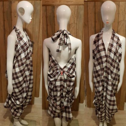 Tartan halter neck dress by Disorder, is a one-off, tailor made, slow fashion dress. Sustainably and ethical made by Disorder in our UK studio.
