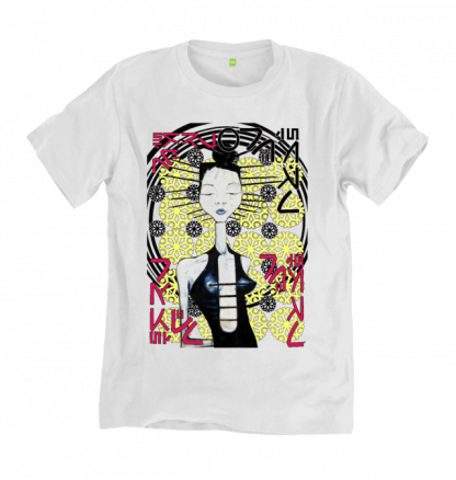 Arcadian T shirt by Disorder is a slow fashion, organic cotton tshirt. An original oil painting by Disorder inspired by Japanese Manga.