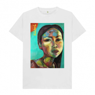 Thiri in Mandalay T-Shirt, from an original painting by Disorder, inspiration from our travels to Mandalay in Myanmar. Ethically made by Disorder in the UK.