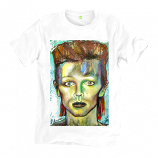 David Bowie T shirt, a print of an oil painting by Disorder. Bowie is a huge style and cultural inspiration for Disorder. Sustainable T shirt