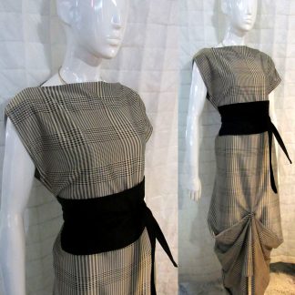 The Disorder Prince of Wales Check Zen Dress with Obi Belt is a unique, slow fashion dress, hand crafted to order in our UK studio by Disorder