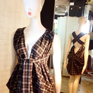 Black/White Cotton Tartan Halter Neck Dress by Disorder is very versatile, can be worn in 4 distinctly different styles, handmade in England