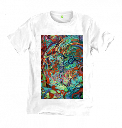 The Disorder Spiral Painting T-Shirt is an organic cotton sustainably made t-shirt by Disorder, from an original oil painting by Disorder.