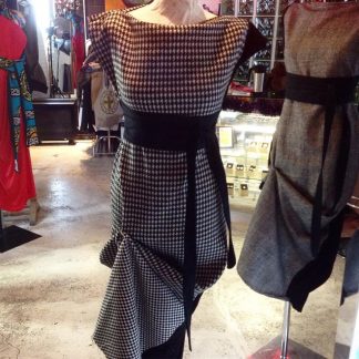 The Disorder Dogtooth Zen Dress with Obi Belt is a unique, slow fashion dress. Hand crafted to order in our UK studio by Disorder.