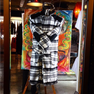 The Woolen Check Winter Coat by Disorder, is made from high quality black and white check wool fabric and it is handcrafted in our Birmingham, UK studio. 