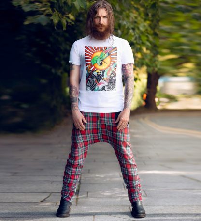 Disorder Tartan Low Crotch Trousers are hand made in the UK , Japanese streetwear fused with a British subversive puk twist. Homage to Vivienne Westwood
