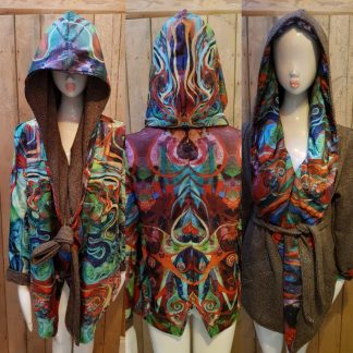 Spiral Reversible Hooded Kimono wrap coat