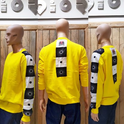 Acid Yellow Zen sweatshirt by Disorder is a one-off  slow fashion, sustainable garment. Disorder hand tailor this garment to order in the UK. 