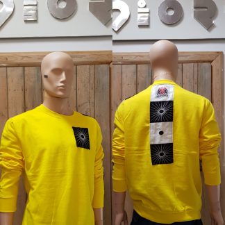 Acid Yellow Zen pocket sweatshirt by Disorder is a one-off  slow fashion, sustainable garment, ethically hand tailored in the UK. 