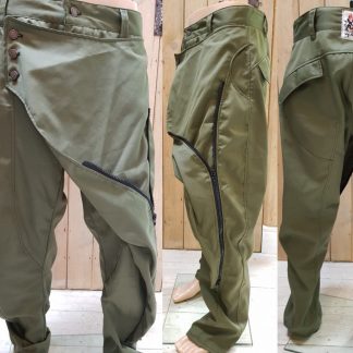 Green Canvas Samurai Trouser by Disorder, handcraft these limited edition Samurai trousers, in our Birmingham, UK studio.