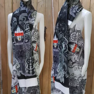 Disorder Amazonia Black Cotton Scarf. A unique print of Disorder Artwork, ethical print with eco-certified inks by Disorder in the UK.