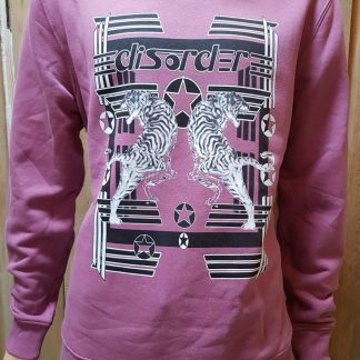 The Burma Star Raspberry Sweatshirt by Disorder Boutique is inspired by the Burmese Tiger and Japanese Kitsch, its sustainably made in UK.