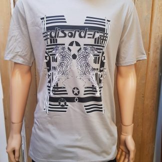 Disorders' Burma Star Opal T-Shirt, print is fusion of Burmese Tiger and Japanese Kitsch, drawn on our travels around Burma, ethically made in the UK.