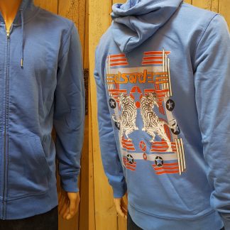 The Burma Blue Star Hoodie by Disorder, is inspired by the Burmese Tiger and Japanese Kitsch its sustainably made in UK