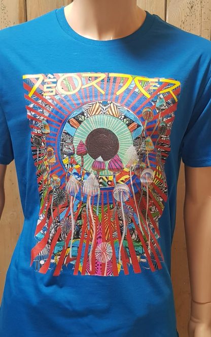 The Disorder Psilocybin Royal Blue T-Shirt is an organic cotton, sustainably made t-shirt by Disorder. Psilocybin...one of Earth's natural gifts to renew brain circuitry is the inspiration for this new Disorder artwork, as well as our  travels around Asia, The Himalayas and Sixties psychedelia.