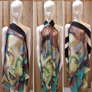 David Bowie Infinity Halter Neck Dress is handcrafted by Disorder in our Birmingham UK studio. From a print of Disorder original 'Bowie ' painting.