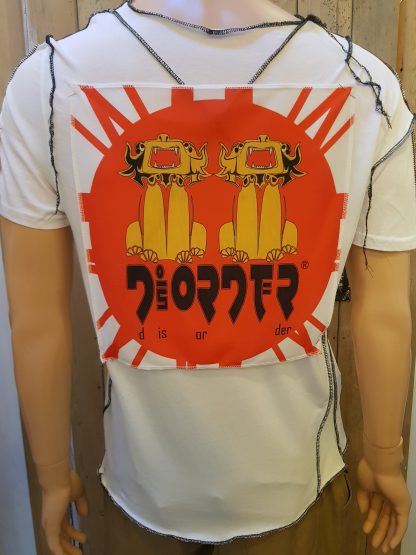 Buddhist Chindit Temple Guardian White T-Shirt, from Buddhist Temple Guardians to Futuristic Bladerunner Punk, Disorder inspiration for these t-shirt.