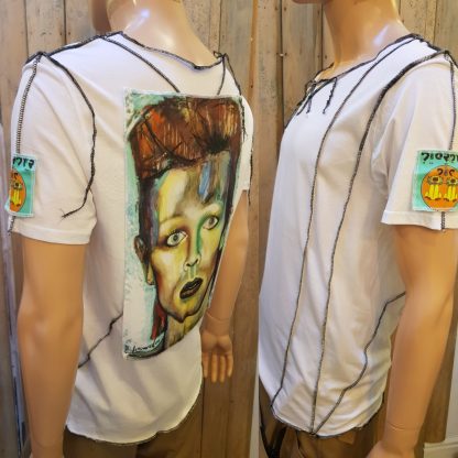 David Bowie Overlock T-Shirt. Inspired by Bowie's Ziggy's punk phase. Bowie is a huge style and cultural inspiration for Disorder. Handmade in the UK